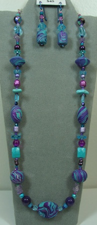 polymer clay beaded necklace