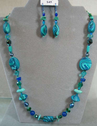 polymer clay beaded necklace