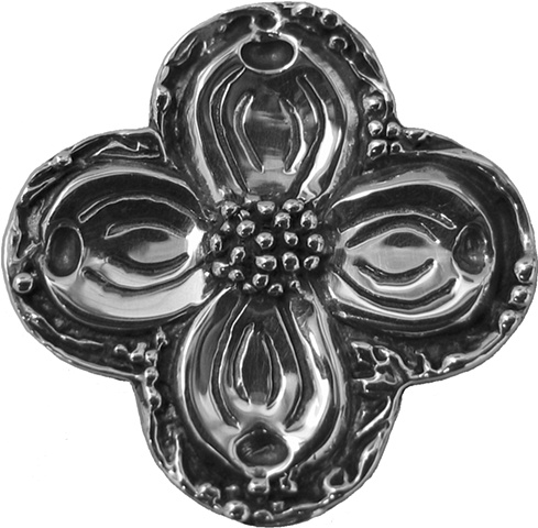 sterling silver quatrefoil pendant with dogwood