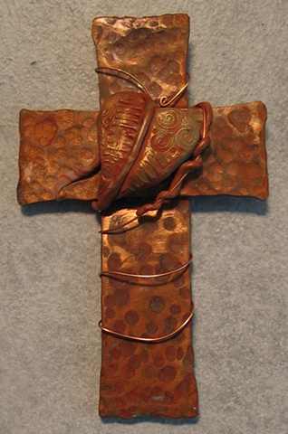 SMALLER CROSS SINGLE HEART 6 (SOLD)