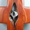 STERLING FILLED WITH THE SPIRIT
ON CEDAR CROSS 
CLOSE UP VIEW