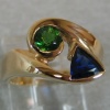 14K RING W/ SAPPHIRE & CHROME TOURMALINE