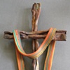 SHROUDED CROSS W/ GOLD, TURQUOISE, & ORANGE