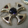 H41 SMALL CANTERBURY CROSS W/ AMETHYST & GARNETS