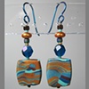 BLUES & GOLD FLAT RECTANGLE
POLYMER CLAY BEADED EARRINGS