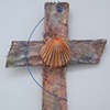 COPPER CROSS WITH BAPTISMAL SHELL