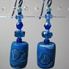 BLUE CYLINDRICAL POLYMER CLAY EARRINGS