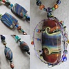 WIRE WRAP CAGE PENDANT 
FEATURING LAMPWORK BEAD ON
POLYMER CLAY BEADED NECKLACE SET
4 VIEWS