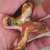 EARTHTONE SWIRLED HAND HELD CROSS #2