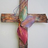 COPPER WALL CROSS WITH 3 LEAVES