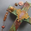 GRAPES & LEAVES GREEN AND BRONZE COLLAGE CROSS
CLOSE UP