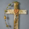 HEART WITH TREBLE CLEF ON NEUTRALS COLLAGE CROSS