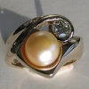 Golden Pearl and Diamond Ring