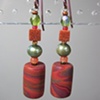 CORAL & OLIVE 
POLYMER CLAY BEADED EARRINGS