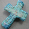 AQUA HAND CROSS W/ DRAGONFLY IMPRESSION