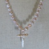PINK FRESHWATER PEARLS W/ PEARL CROSS