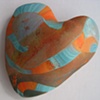 TURQUOISE ORANGE & BROWN HAND HEART