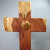 ONE LORD, ONE FAITH, ONE BAPTISM 
POLYMER CLAY SHELL ON MESQUITE 
CROSS FULL VIEW