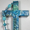 PEACE DOVE ON TURQUOISE 
COLLAGE CROSS