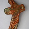 BROWN & GREEN HAND CROSS WITH STARS