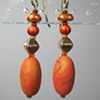 ORANGE AND GOLD 
POLYMER CLAY BEADED EARRINGS