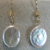 FRESHWATER PEARL EARRINGS/ FLAT OVAL