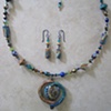 CIRCULAR BLUE TEAL GOLD GREEN
NECKLACE EARRING SET
