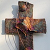 BUTTERFLY & FLOWERS 
purple, gold, copper