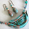 CHRYSOCOLLA & POLYMER PENDANT
BEADED NECKLACE SET
PENDANT & EARRINGS CLOSE UP VIEW 
