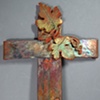 COPPER WALL CROSS WITH GRAPE LEAVES 2