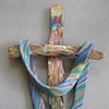 SHROUDED CROSS W/ PURPLE, BLUE, & GOLD