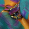 PURPLE, TEAL, GOLD CRYSTAL PIN 1