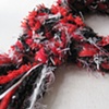 4_RED, BLACK, WHITE BRAIDED BOA SCARF CLOSE UP