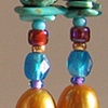 LONG BEADED EARRINGS 
PURPLE GOLD & AQUA