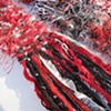 RED, BLACK & WHITE ART SCARF CLOSE UP (SOLD)