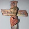 2 HEARTS ON TEXTURED COPPER WALL CROSS (SOLD)