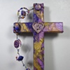 PURPLE HEART WITH TREBLE CLEF COLLAGE WALL CROSS