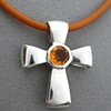 H23  THE GIFT OF GOD CROSS  W/ FACETED CITRINE