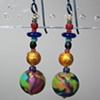 BRIGHTS ON BLACK ROUND 
POLYMER CLAY BEADED EARRINGS
