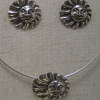 STERLING SUN FACE PENDANT W/ EARRINGS