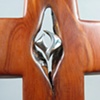 STERLING FILLED WITH THE SPIRIT
ON CEDAR CROSS 
CLOSE UP VIEW