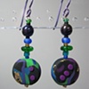 BRIGHTS ON BLACK FLAT ROUND 
POLYMER CLAY BEADED EARRINGS