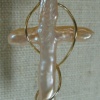 14K WIRE WRAPPED PEARL CROSS