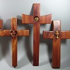 4 CEDAR CROSSES WITH 
POLYMER CLAY SYMBOLS