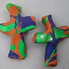2 PURPLE & GREEN ON BROWN 
HAND CROSSES