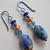 BLUES & GOLD 
POLYMER CLAY BEADED EARRINGS