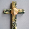 COLLAGE CROSS WITH BAPTISMAL SCALLOP SHELL