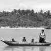 family in canoe in caraiva