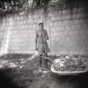 man raking