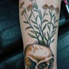skull and flowers